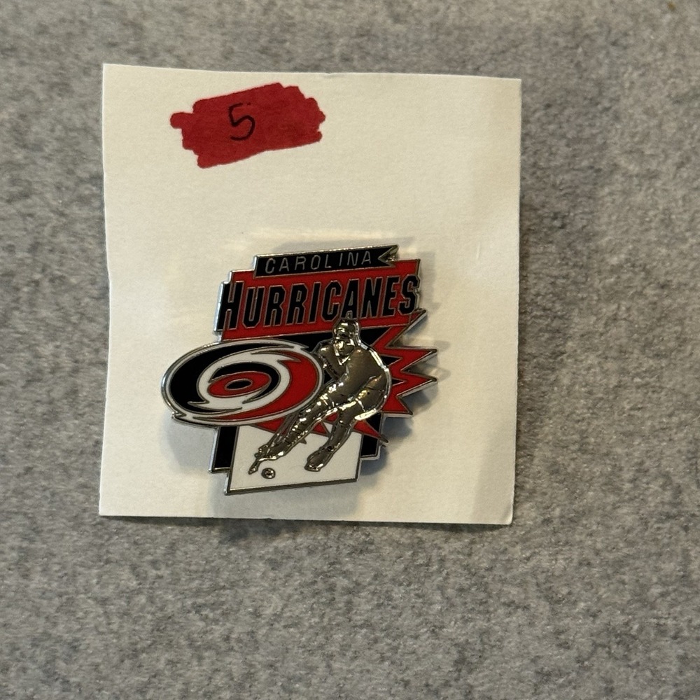 Vintage Carolina Hurricanes Logo Hockey pin Flash Player NHL 90s CCM